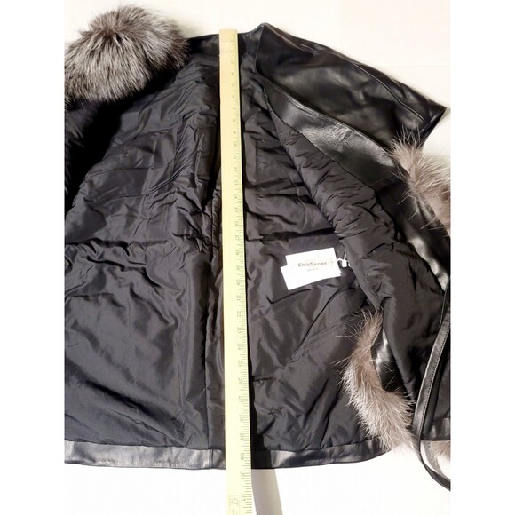ChicSense Women OS Real Fox Fur Genuine Sheepskin Leather Loose Leisure Coat NWT - Picture 15 of 16